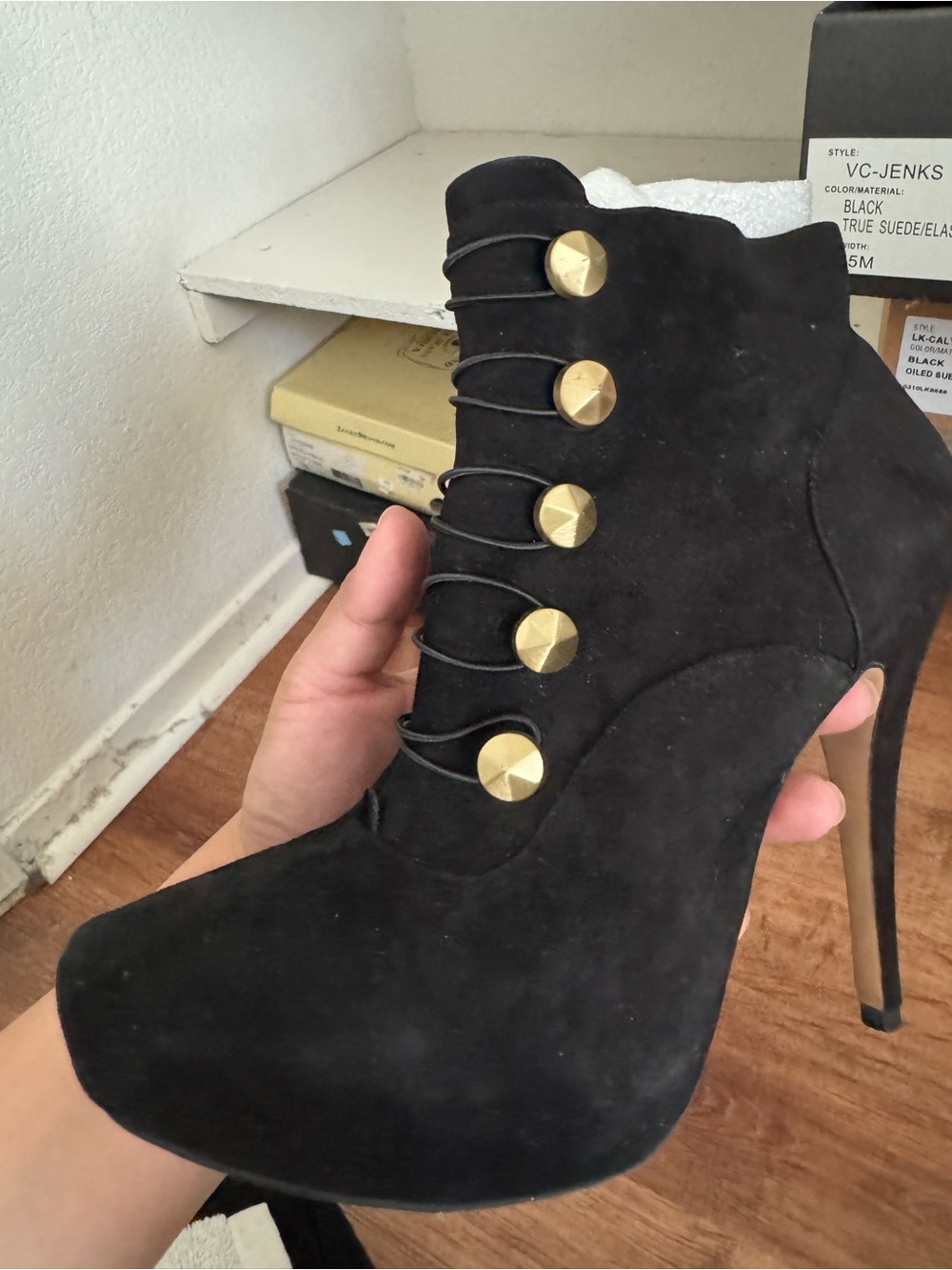 Vince Camuto Black Suede High Heel Ankle Boot